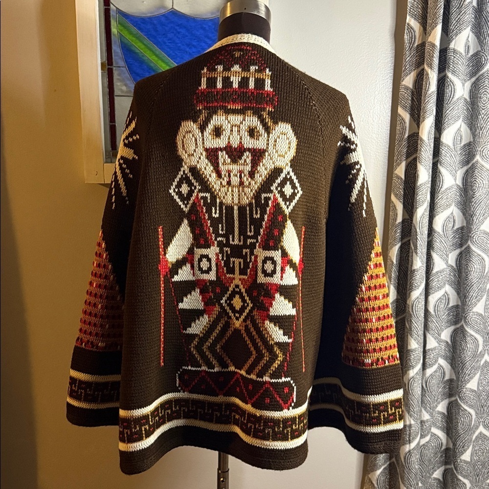 Vintage 70s Sears Aztec Kachina Knit Poncho